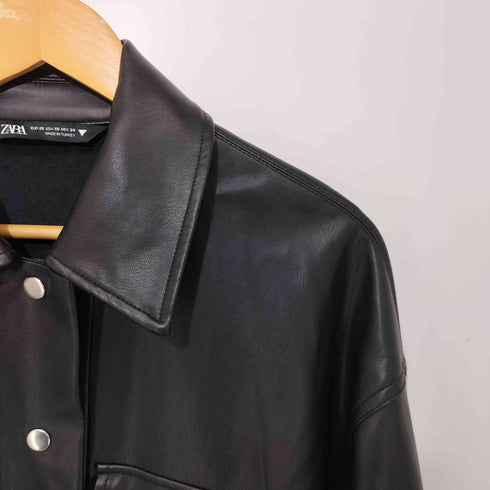 ザラ ZARA フェイクレザー シャツジャケット レディース import:XS