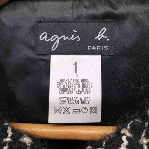 アニエスベー agnes b. 千鳥格子 ウール ジップアップ ジャケット レディース JPN:1