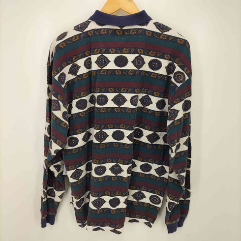 ストラクチャー STRUCTURE 総柄 ボーダー L/S ポロシャツ メンズ import:M