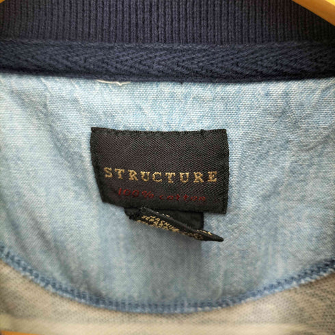 ストラクチャー STRUCTURE 総柄 ボーダー L/S ポロシャツ メンズ import:M