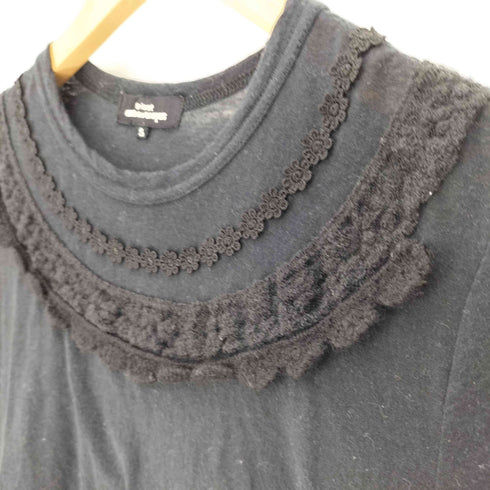 トリココムデギャルソン tricot COMME des GARCONS AD2016 花柄 レース ネック コットン ウール S/S Tシャツ レディース import:S