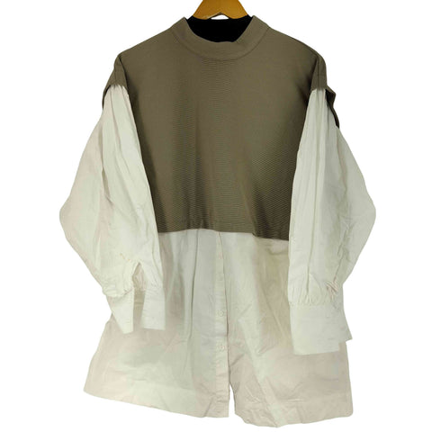 ザラ ZARA CONTRAST POPLIN TOP レディース import:L