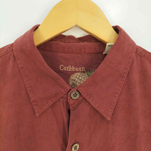 カリビアン Caribbean リーフ柄 シルクコットン アロハシャツ メンズ import:XL