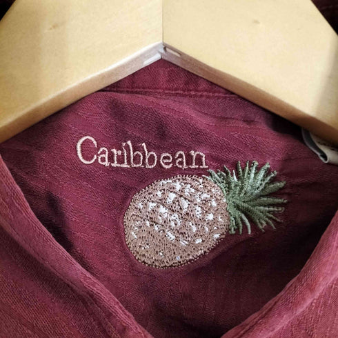 カリビアン Caribbean リーフ柄 シルクコットン アロハシャツ メンズ import:XL