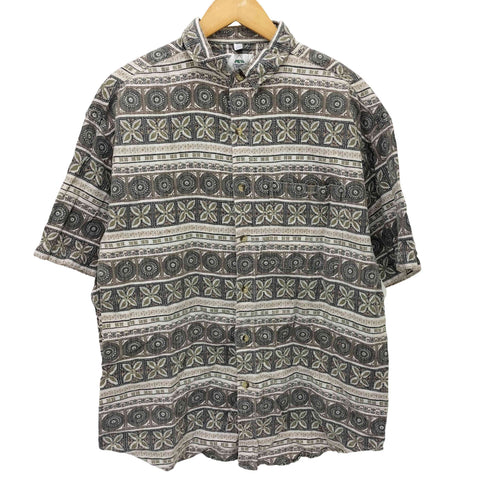 ニュータスト new tast 民族柄 リネン混 コットン S/S シャツ メンズ import:L