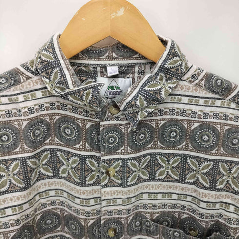 ニュータスト new tast 民族柄 リネン混 コットン S/S シャツ メンズ import:L