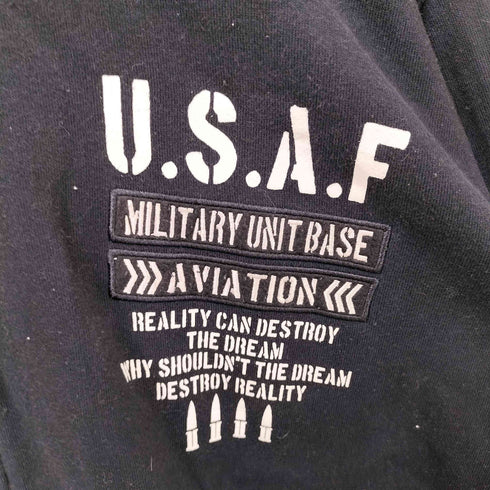 ビーティークラブ B&T CLUB 異素材切替 U.S.A.F プリント ジップアップ フーディ メンズ X2