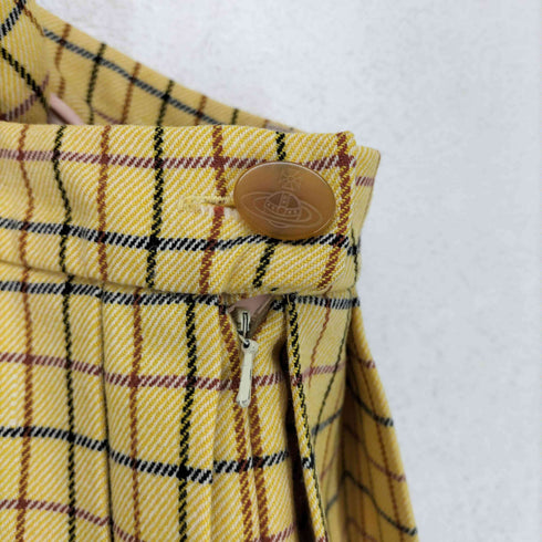 ヴィヴィアンウエストウッド Vivienne Westwood 80S~ チェック柄アシンメトリーパターンプリーツスカート レディース 10