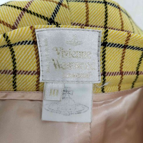 ヴィヴィアンウエストウッド Vivienne Westwood 80S~ チェック柄アシンメトリーパターンプリーツスカート レディース 10