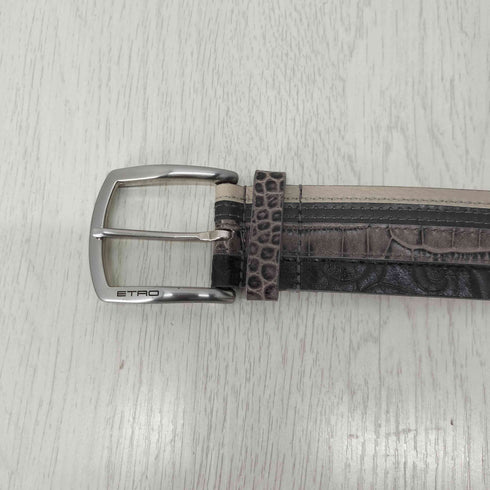 エトロ ETRO 型押しレザーベルト イタリア製 メンズ