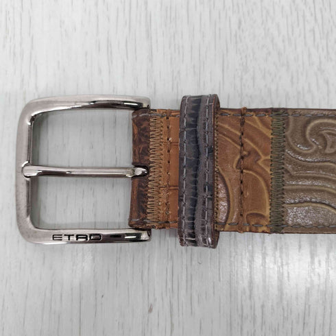 エトロ ETRO 型押しレザーベルト メンズ