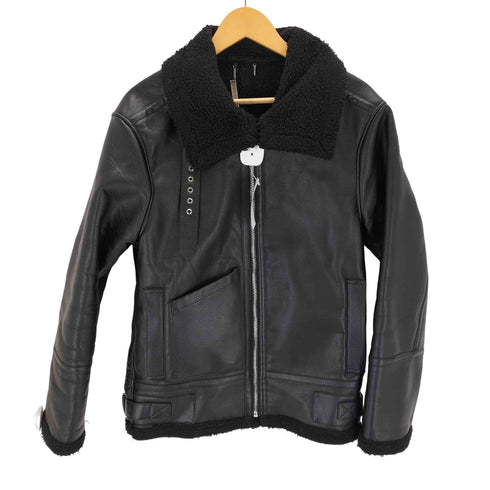 BROWN SMITH ボアフェイクレザージャケット メンズ import:L