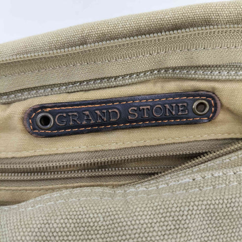 GRAND STONE フェイクレザー切替 キャンバスショルダーバッグ メンズ
