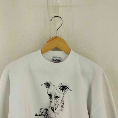 オニータ ONEITA USA製 CINDY FARMER ドッグプリント クルーネックスウェット メンズ import:L