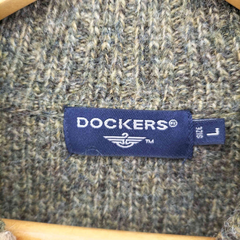ドッカーズ DOCKERS くるみボタン ジップアップ ニットジャケット メンズ L