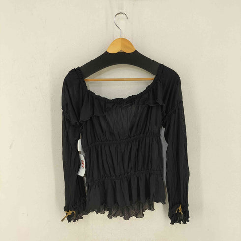 イヴサンローラン Yves Saint Laurent rive gauche MADE IN ITALY レーヨンギャザーチュールブラウス レディース import:M