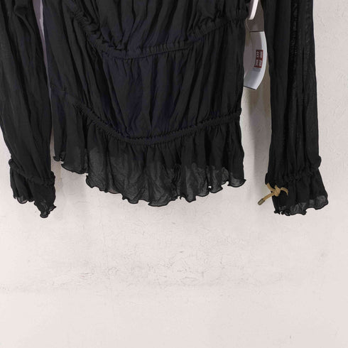 イヴサンローラン Yves Saint Laurent rive gauche MADE IN ITALY レーヨンギャザーチュールブラウス レディース import:M