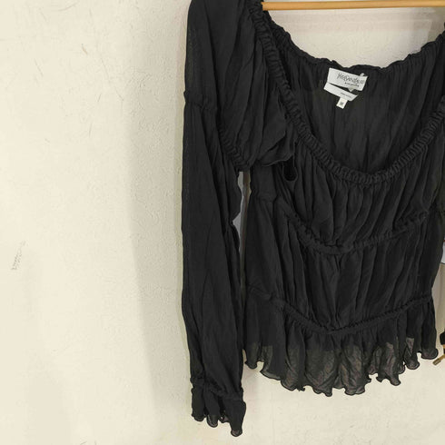 イヴサンローラン Yves Saint Laurent rive gauche MADE IN ITALY レーヨンギャザーチュールブラウス レディース import:M