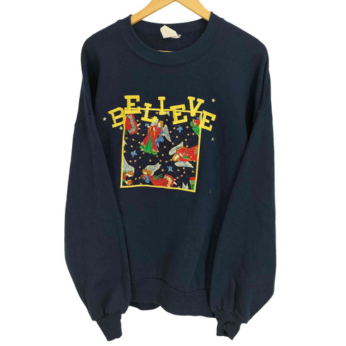 80-90s USA製 BELIEVE 刺繍 スウエット メンズ 2XL