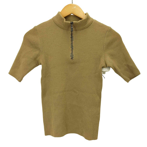 バーバリーズ BURBERRYS 90S BLUE LABEL パイピング ノバチェック ウール S/S ハーフジップ リブニット レディース import:M