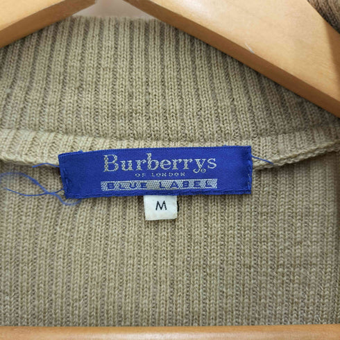 バーバリーズ BURBERRYS 90S BLUE LABEL パイピング ノバチェック ウール S/S ハーフジップ リブニット レディース import:M
