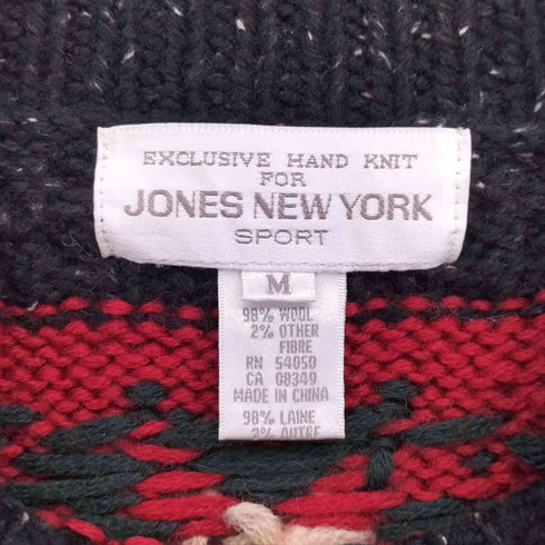 ジョーンズニューヨーク JONES NEW YORK 90S 総柄 カギ編み ハイネック ニット セーター メンズ import:M