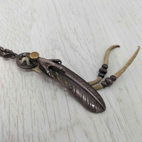 WING ROCK 金メタル付き イーグルクロー 左向き フェザー L ネックレス メンズ