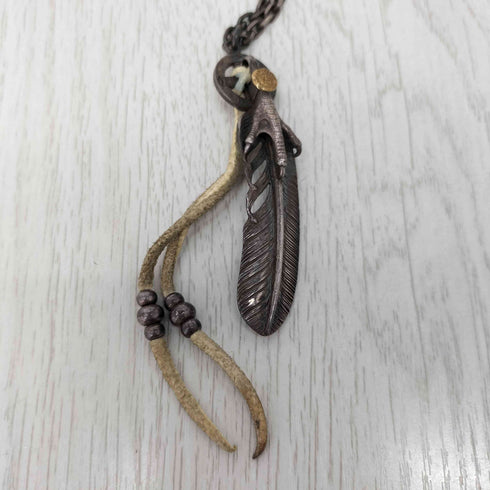 WING ROCK 金メタル付き イーグルクロー 左向き フェザー L ネックレス メンズ