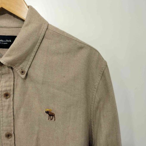 アバクロンビーアンドフィッチ Abercrombie & Fitch ワンポイント刺繍 ヘリンボーン L/S シャツ メンズ import:L
