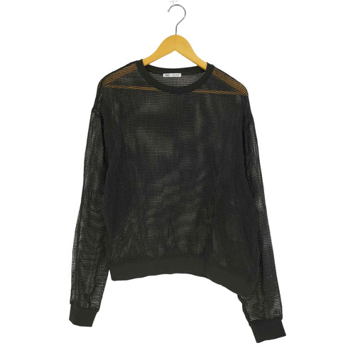 ザラ ZARA クルーネック ロングスリーブ メッシュ ニット Tシャツ メンズ import:M