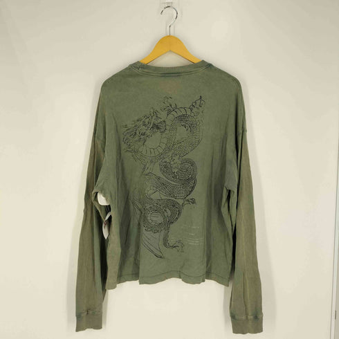 ザラ ZARA ブリーチ加工 プリント ロングスリーブTシャツ メンズ import:M