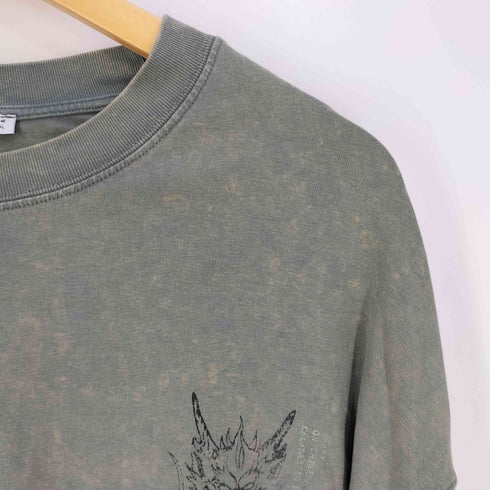ザラ ZARA ブリーチ加工 プリント ロングスリーブTシャツ メンズ import:M