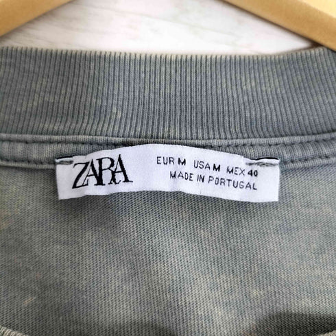 ザラ ZARA ブリーチ加工 プリント ロングスリーブTシャツ メンズ import:M