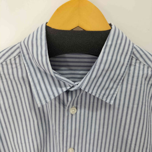 ザラ ZARA コントラストストライプシャツ メンズ import:L