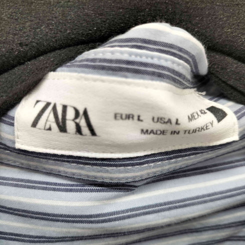 ザラ ZARA コントラストストライプシャツ メンズ import:L