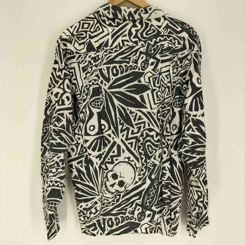 JOHNSONS LA ROCKA イギリス製 スカル柄 ロングスリーブ オープンカラーシャツ ロカビリーシャツ メンズ import:M
