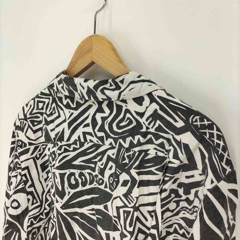 JOHNSONS LA ROCKA イギリス製 スカル柄 ロングスリーブ オープンカラーシャツ ロカビリーシャツ メンズ import:M