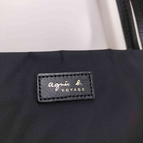 アニエスベーボヤージュ agnes b. VOYAGE カウレザー切替 ナイロン 舟形トートバッグ レディース