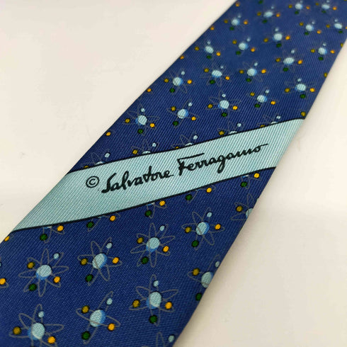 サルヴァトーレフェラガモ Salvatore Ferragamo イタリア製 総柄 シルクネクタイ メンズ