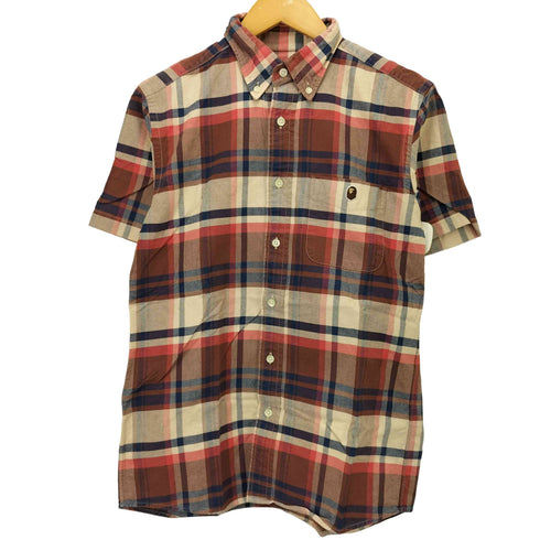 アベイシングエイプ A BATHING APE APE HEAD CHECK S/S SHIRT エイプ ヘッド チェック シャツ メンズ JPN:M