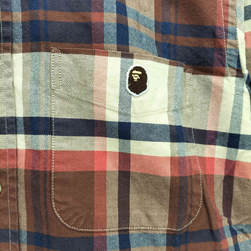 アベイシングエイプ A BATHING APE APE HEAD CHECK S/S SHIRT エイプ ヘッド チェック シャツ メンズ JPN:M