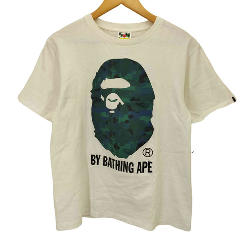 アベイシングエイプ A BATHING APE APE HEAD S/S TEE チェックカモ プリント Tシャツ メンズ JPN:M