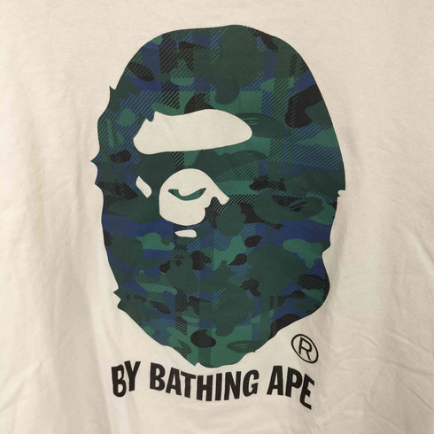 アベイシングエイプ A BATHING APE APE HEAD S/S TEE チェックカモ プリント Tシャツ メンズ JPN:M