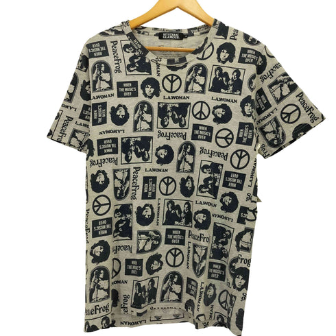 ヒステリックグラマー HYSTERIC GLAMOUR コラボ PeaceFrog バンド 総柄 Uネック カットソー Y2K メンズ JPN:M