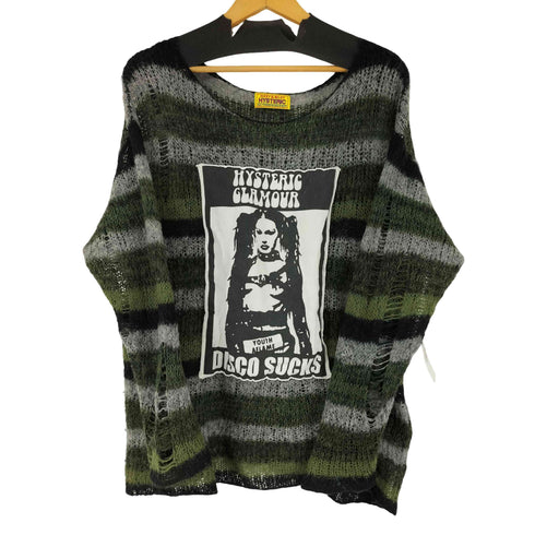 ヒステリックグラマー HYSTERIC GLAMOUR 23AW DISCO SUCKSクラッシュ オーバーサイズセーター レディース FREE