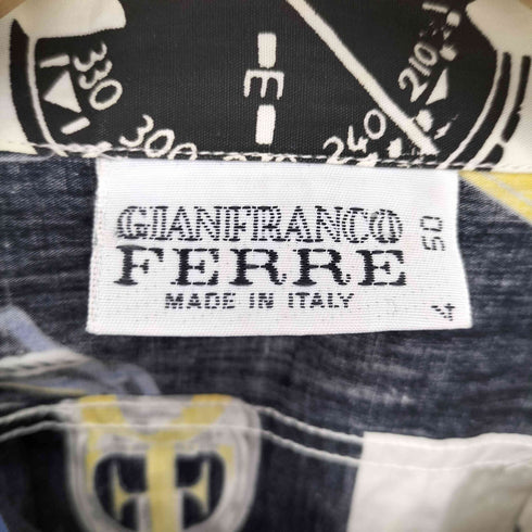 ジャンフランコフェレ GIANFRANCO FERRE イタリア製 総柄 ショートスリーブ オープンカラー シャツ メンズ 50