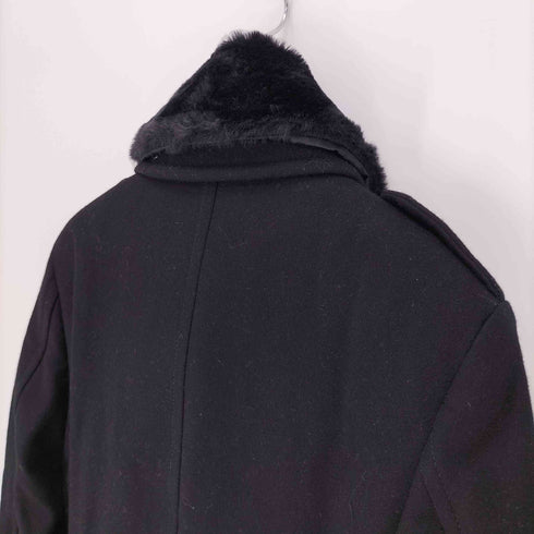 FAbRICA TESSUTI フェイクファー エポレット ダブルボタン ロングコート メンズ