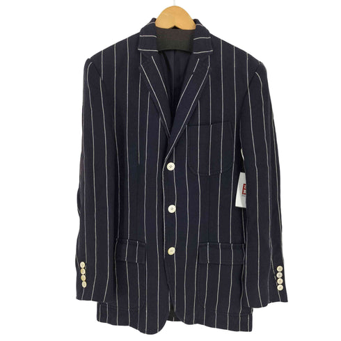 ラグビーラルフローレン Rugby Ralph Lauren リネン ストライプ 3Bシングルテーラードジャケット メンズ import:XS