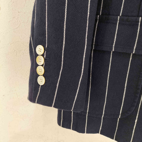 ラグビーラルフローレン Rugby Ralph Lauren リネン ストライプ 3Bシングルテーラードジャケット メンズ import:XS
