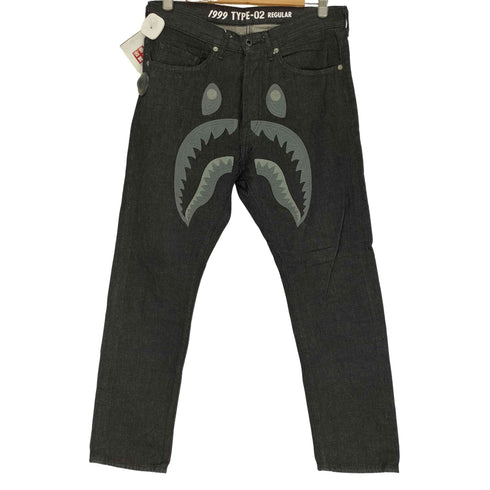 アベイシングエイプ A BATHING APE 1999 TYPE-02 SHARK DENIM PANTS WGM シャーク 刺繍 デニム パンツ メンズ JPN:M